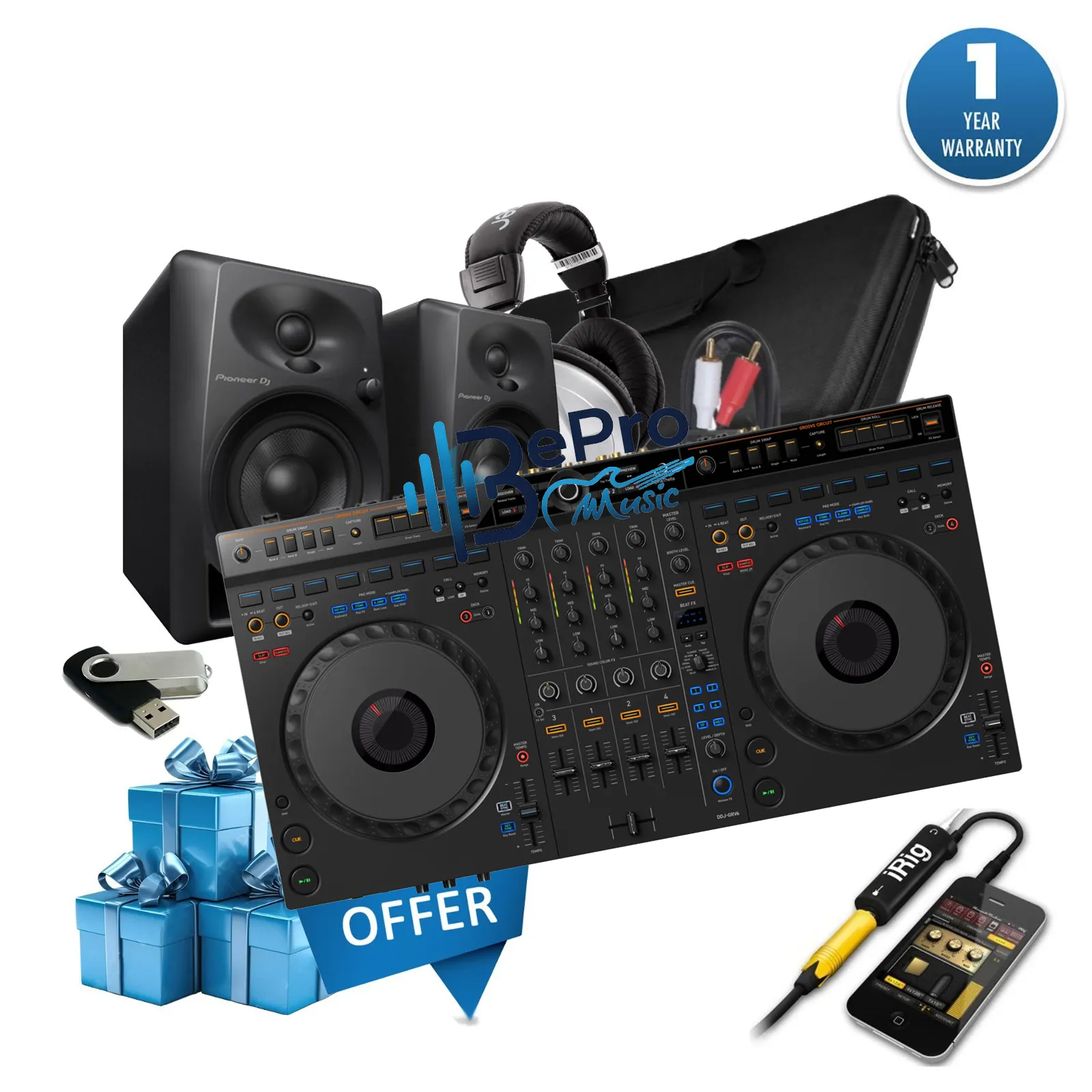 AlphaTheta DDJ-GRV6 DJ Bundle